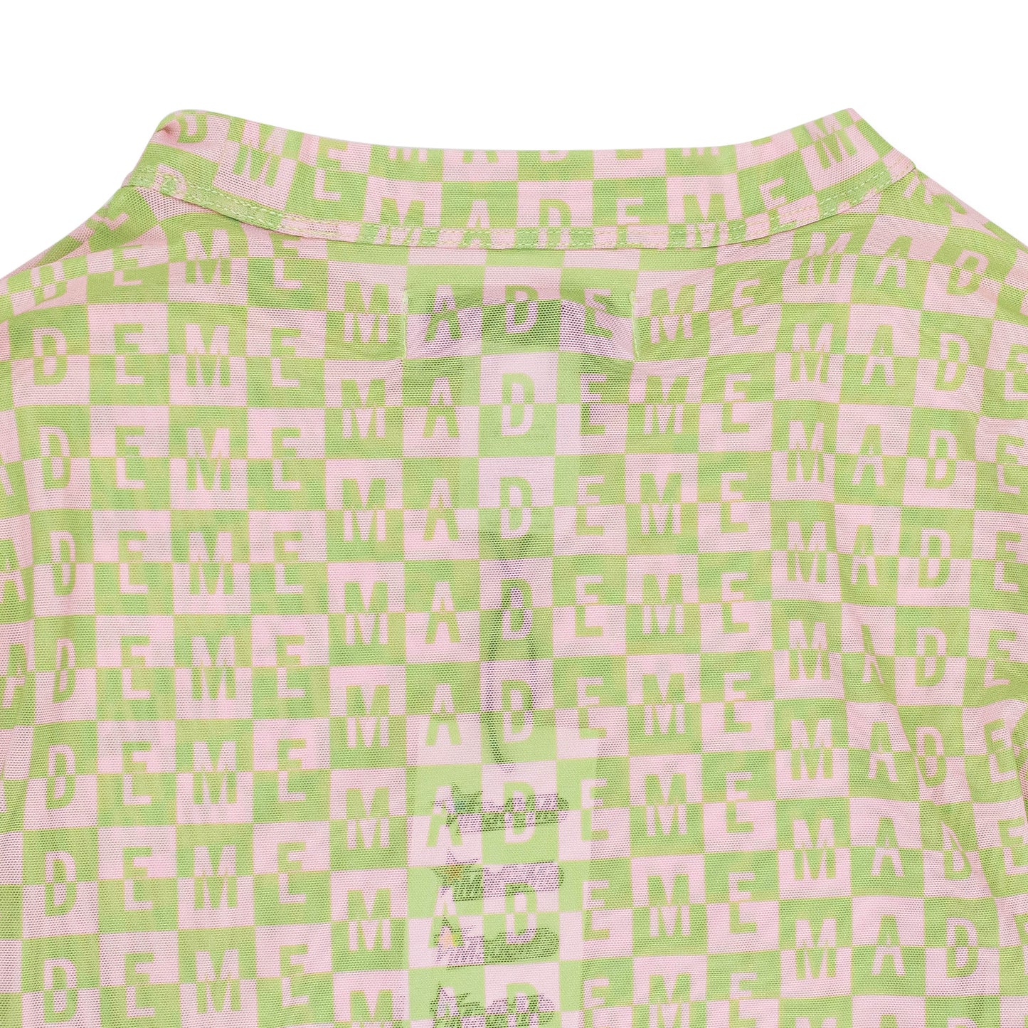 CHECKERED LOGO MESH LONG SLEEVE PINK/GREEN TOP
