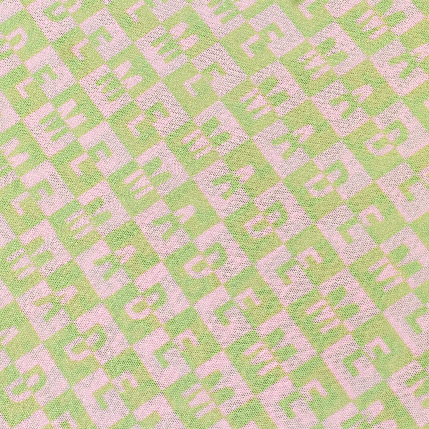CHECKERED LOGO MESH LONG SLEEVE PINK/GREEN TOP