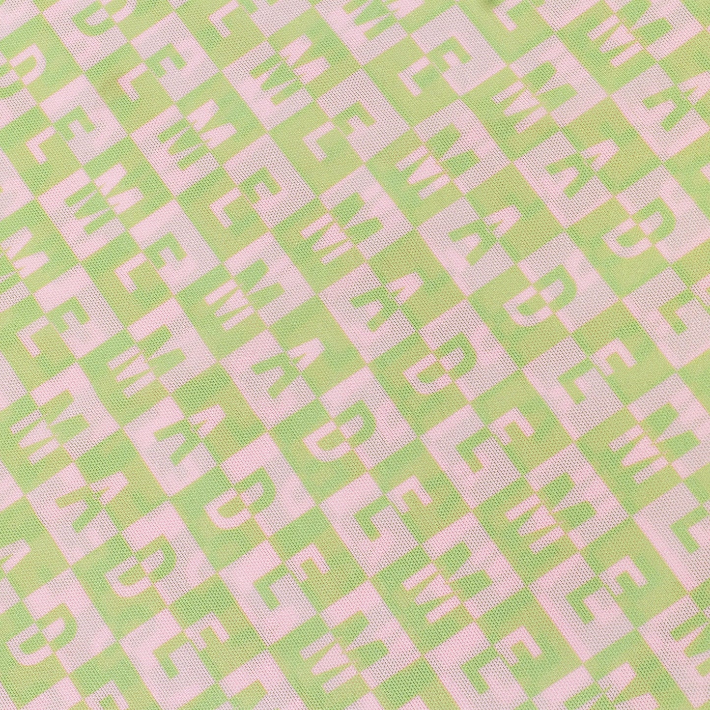 CHECKERED LOGO MESH LONG SLEEVE PINK/GREEN TOP