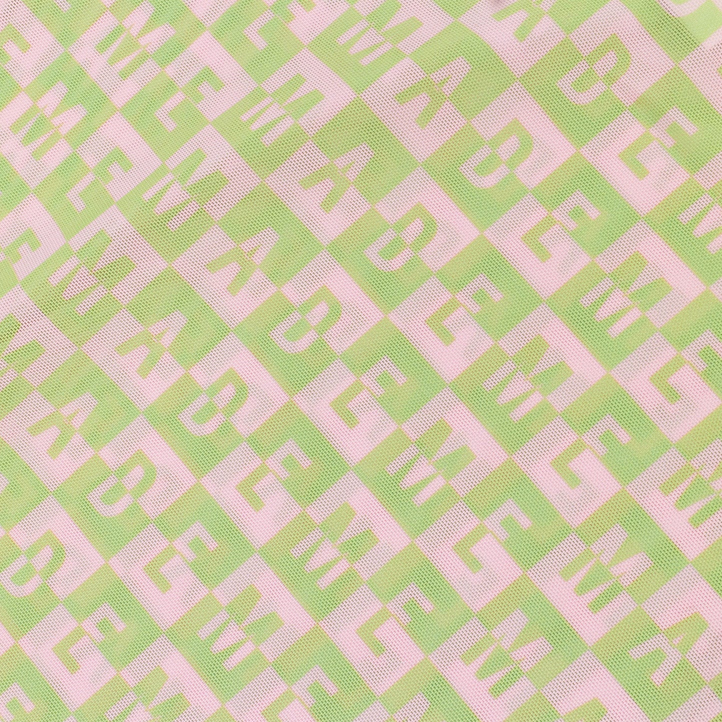CHECKERED LOGO MESH LONG SLEEVE PINK/GREEN TOP