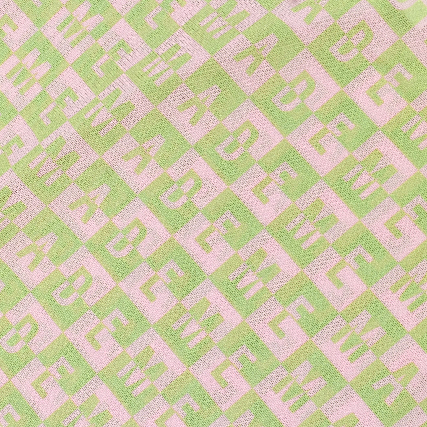 CHECKERED LOGO MESH LONG SLEEVE PINK/GREEN TOP