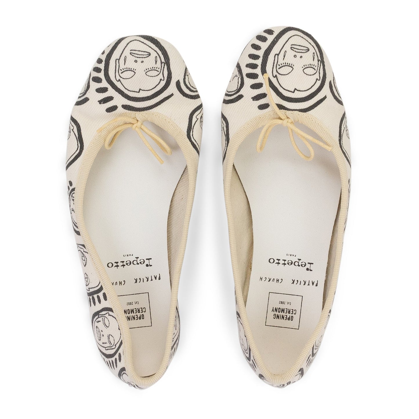 EXCLUSIVE PC PRINTED BALLET WHITE/BLACK FLATS