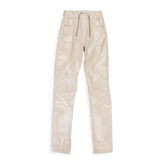 HIGH WAISTED VINYL BEIGE TROUSER