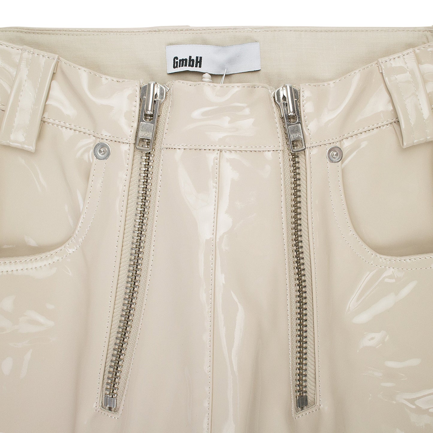 HIGH WAISTED VINYL BEIGE TROUSER