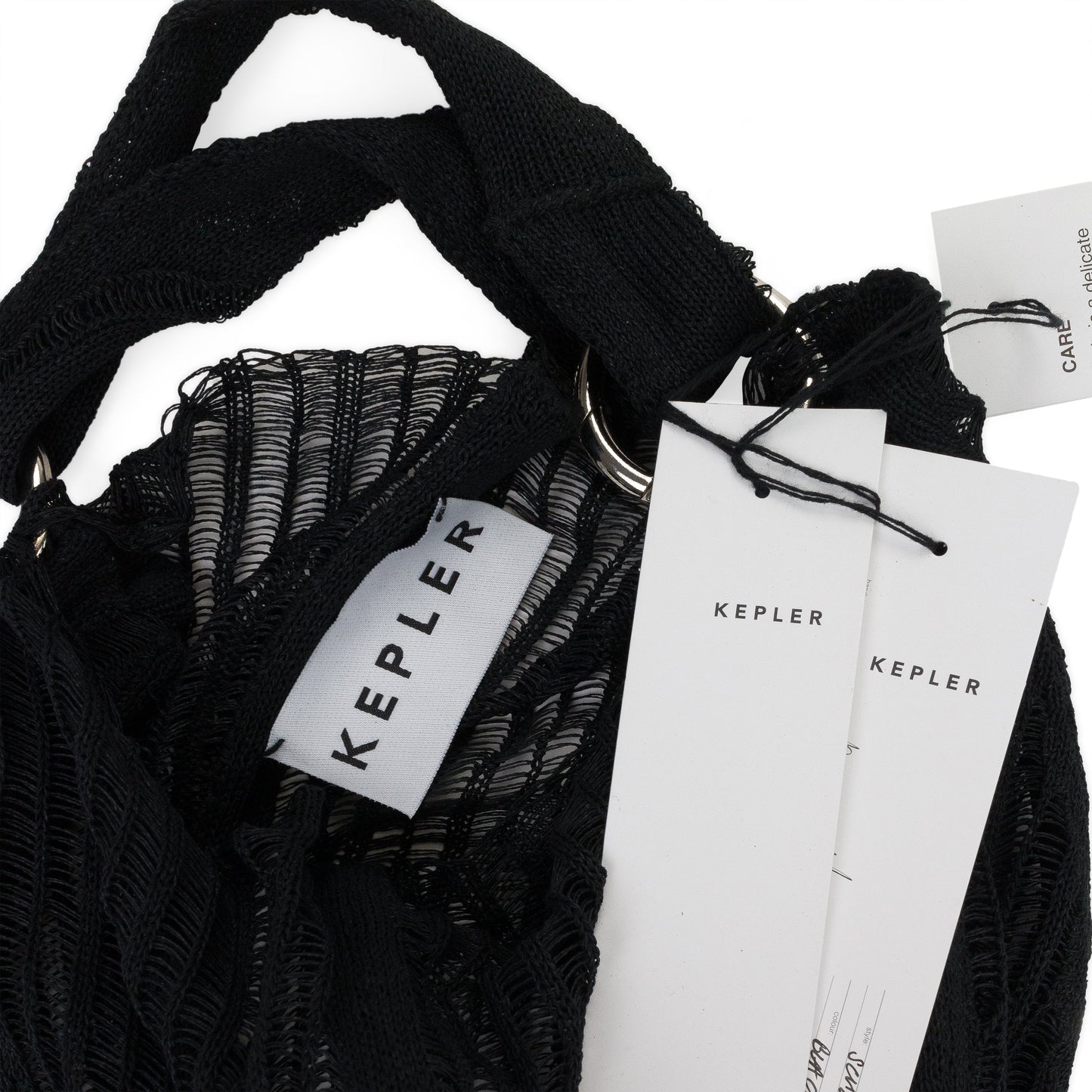 KNITTED SILK SCULPTURE BLACK BAG