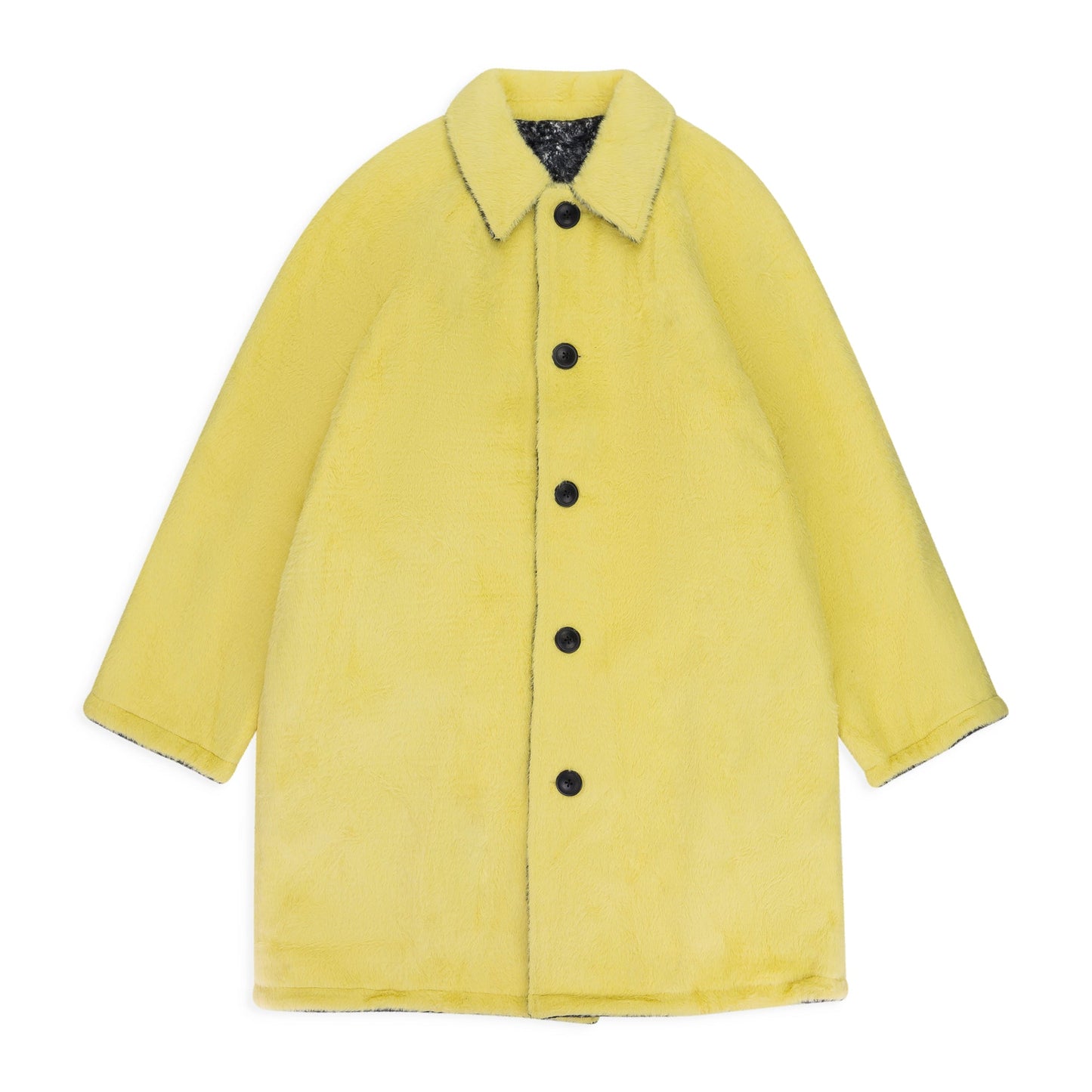 HOUNDSTOOTH TEXTURED REVERSIBLE MAC YELLOW COAT