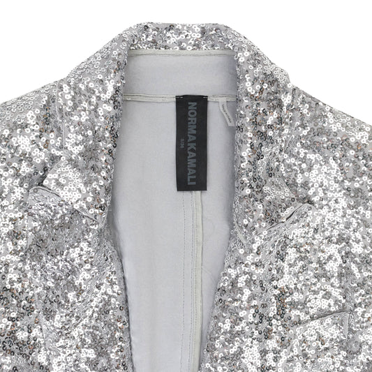 OVERLAPPING SEQUIN SINGLE BREASTED SILVER JACKET