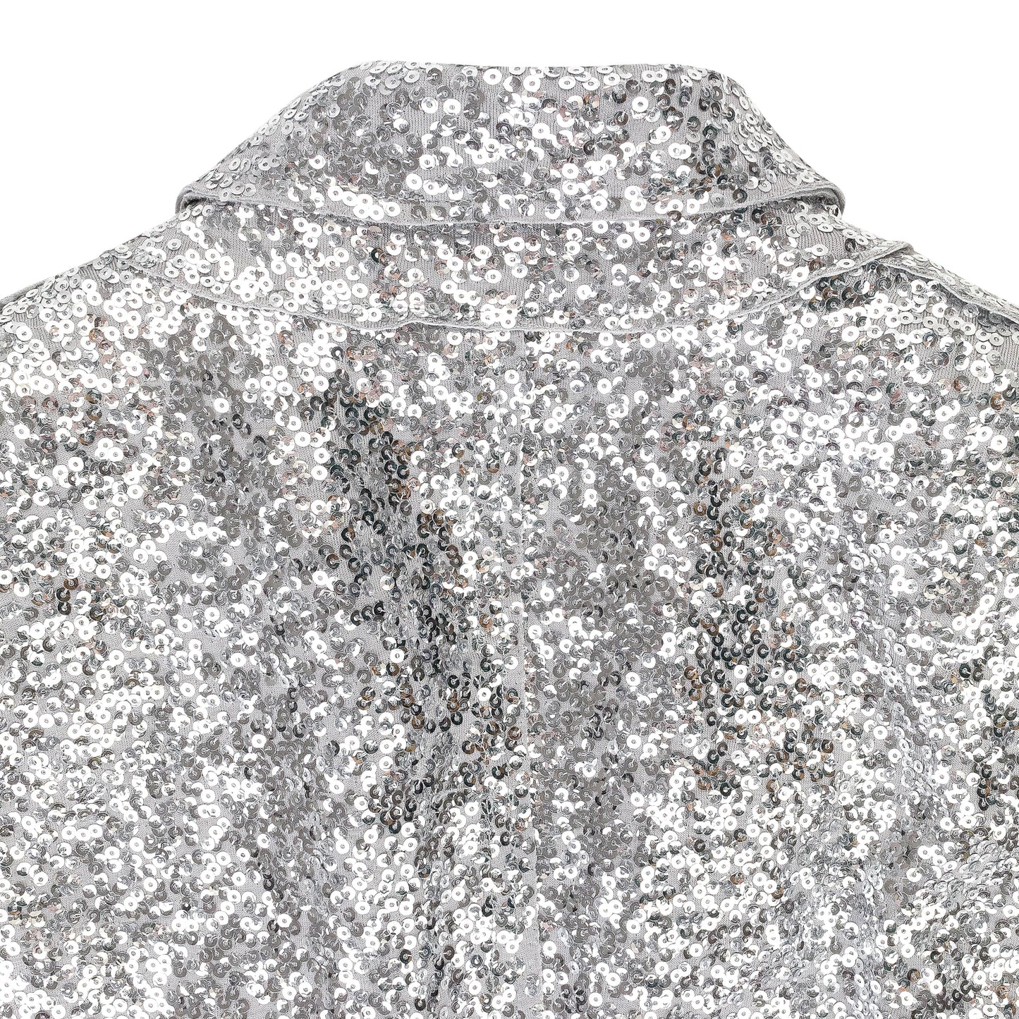 OVERLAPPING SEQUIN SINGLE BREASTED SILVER JACKET