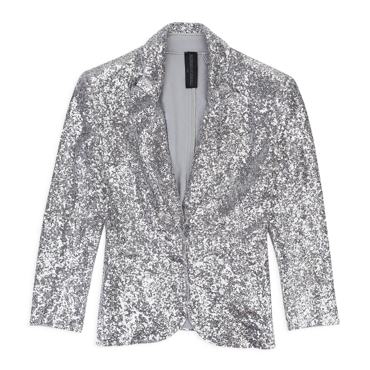 OVERLAPPING SEQUIN SINGLE BREASTED SILVER JACKET