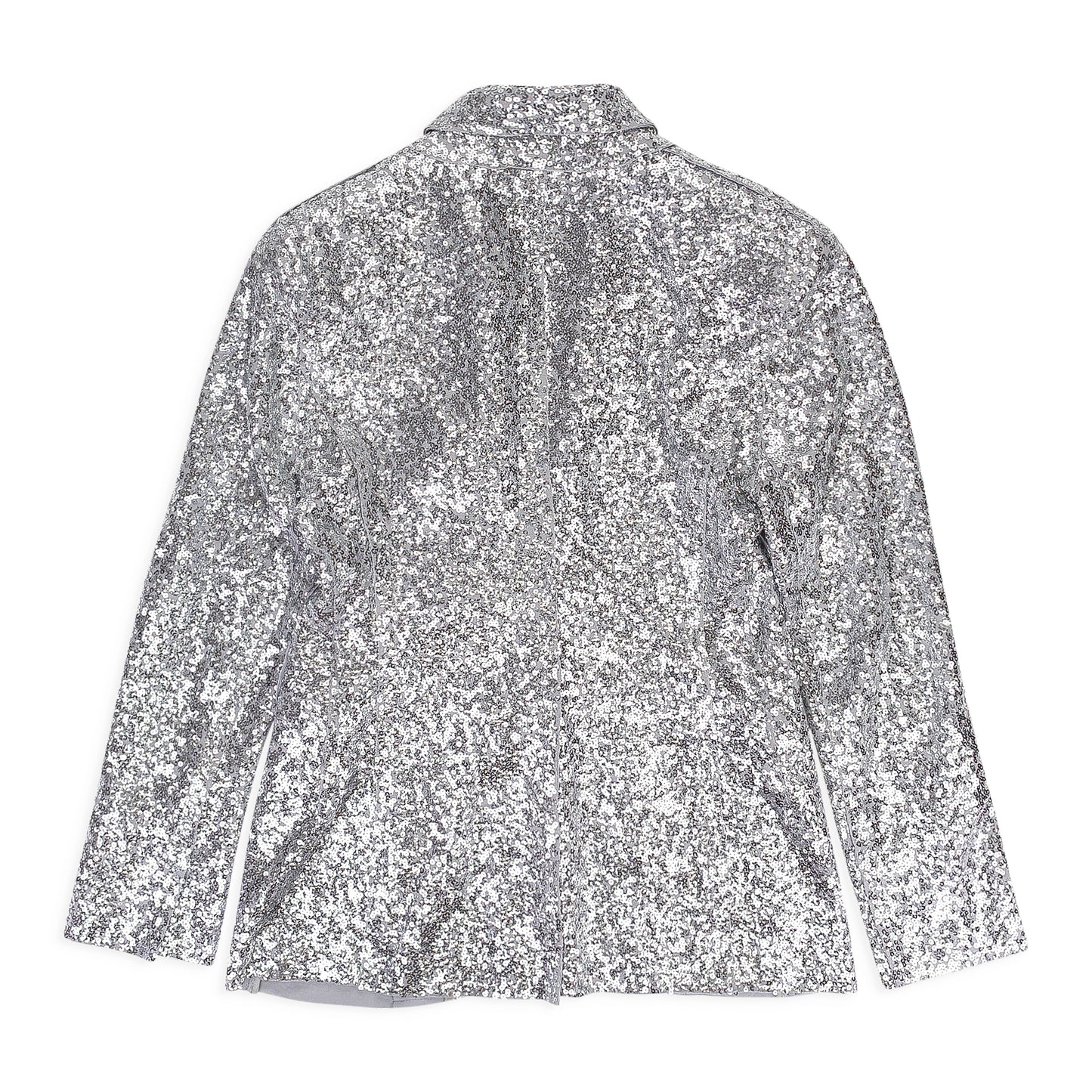 OVERLAPPING SEQUIN SINGLE BREASTED SILVER JACKET