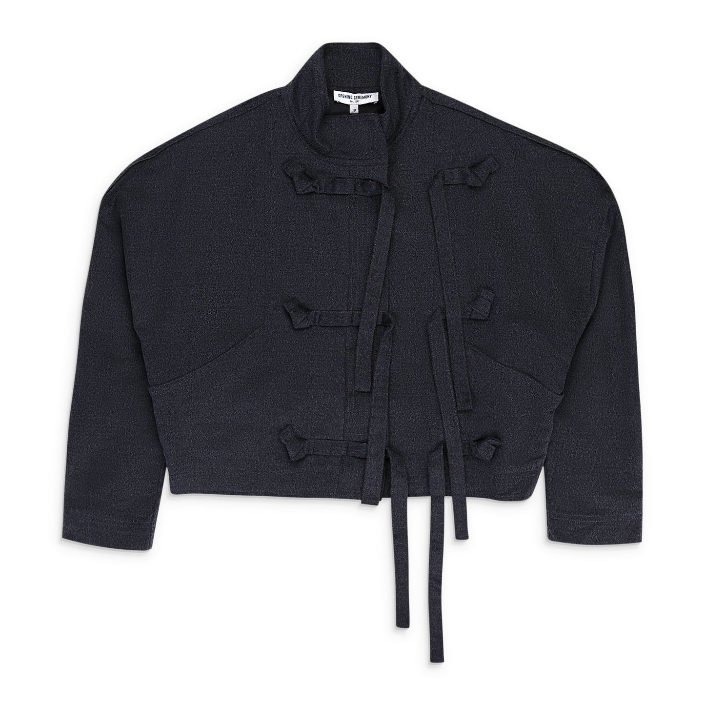 WOOL TIE KNOT BLACK JACKET