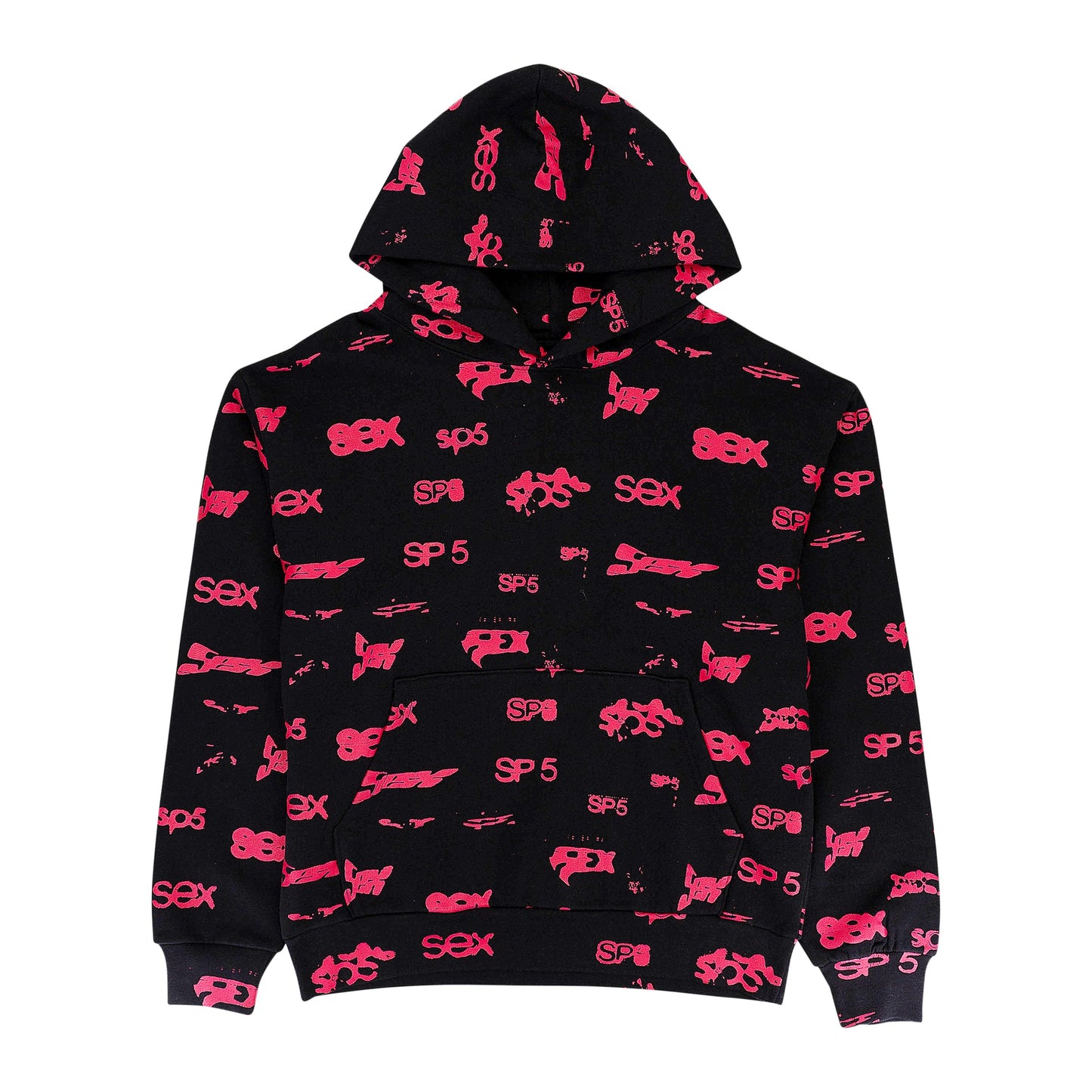 ALL OVER PRINT BLACK, RED HOODIE & SWEATSHIRT