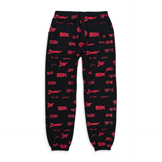 ALL OVER PRINT BLACK, RED JOGGER & SWEATPANTS