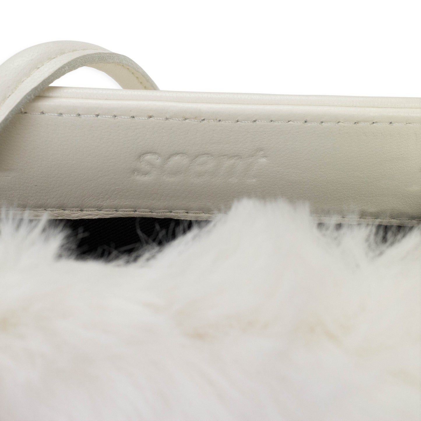 SQUARE MINI FAUX BUNNY WHITE CLUTCH