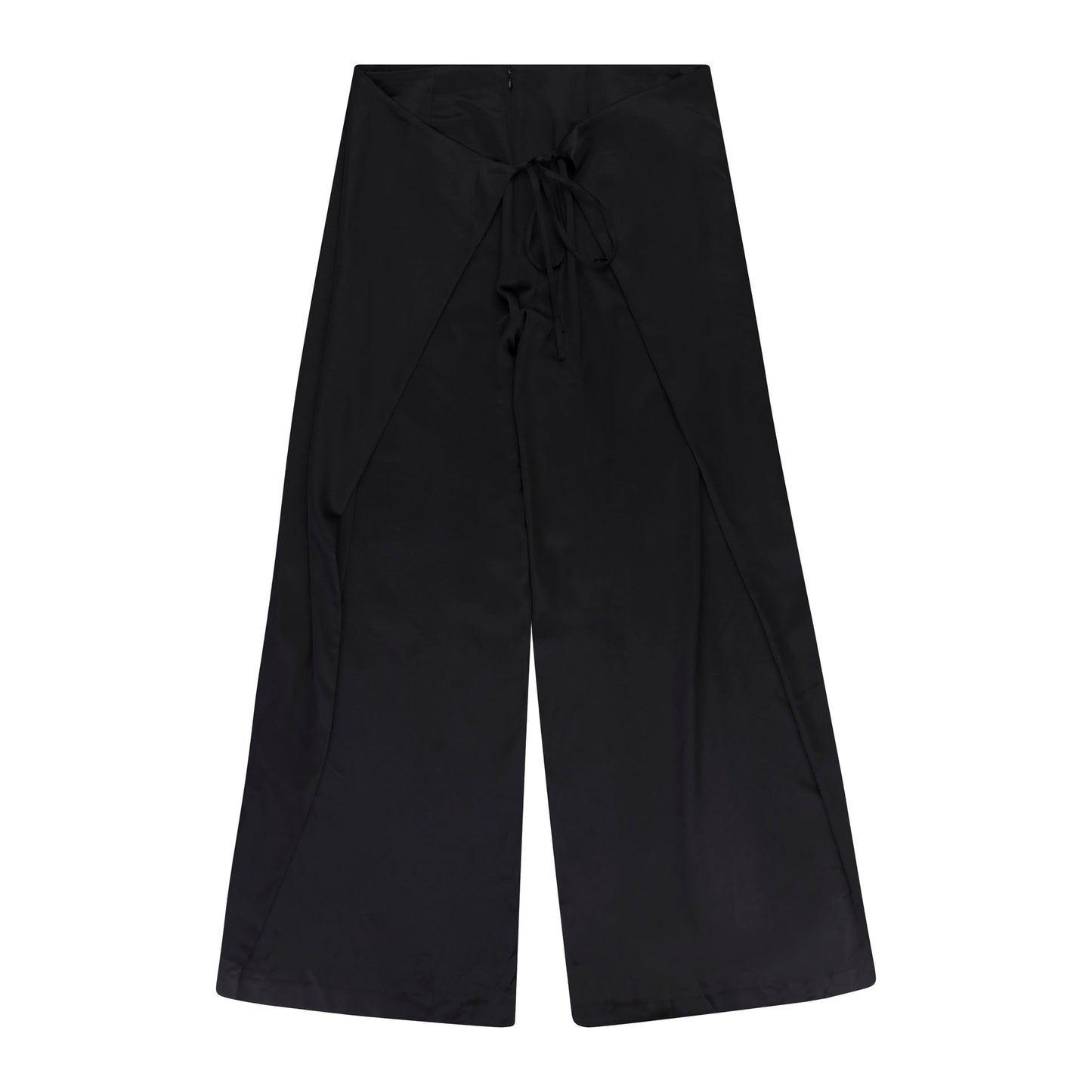 WRAP TIE BLACK STRAIGHT PANTS