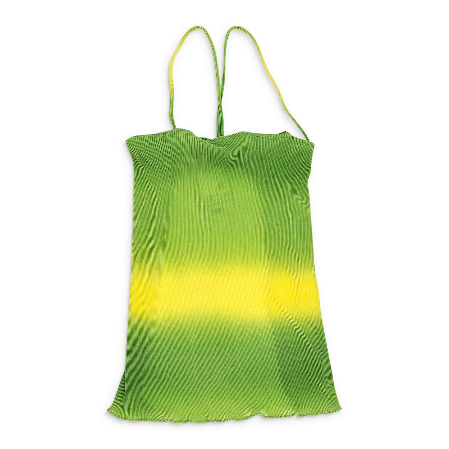 SLEEVELESS TOP WITH CROSSED BACK GREEN/YELLOW BLOUSE