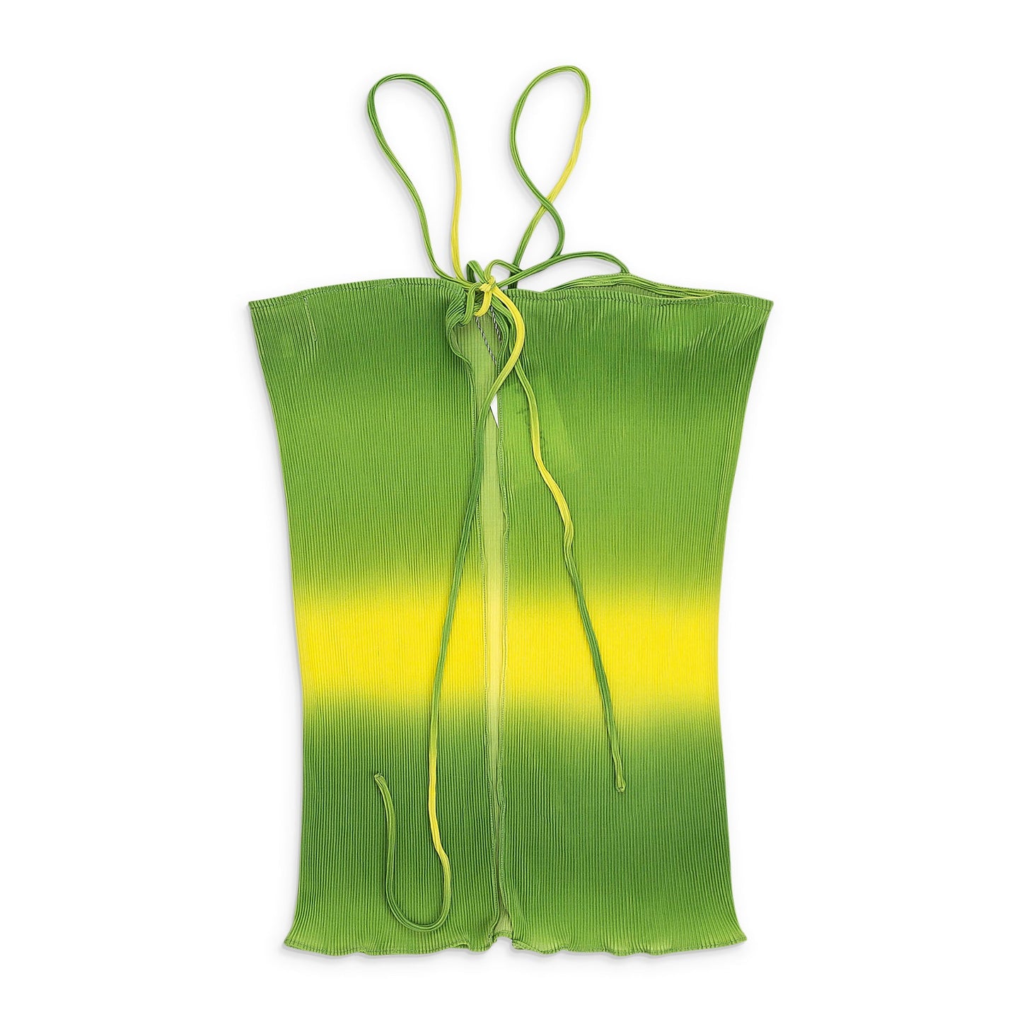 SLEEVELESS TOP WITH CROSSED BACK GREEN/YELLOW BLOUSE