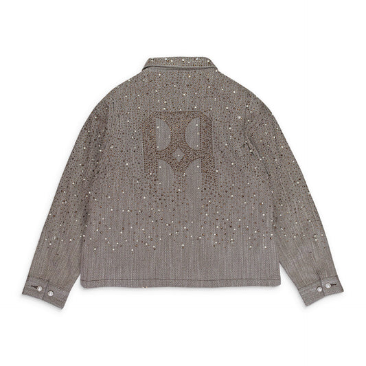 RHINESTONE ZIPPER BROWN WORK JACKET