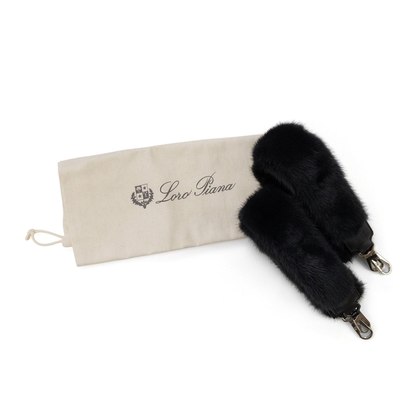 SILK CALF MINK BLACK SHOULDER STRAP