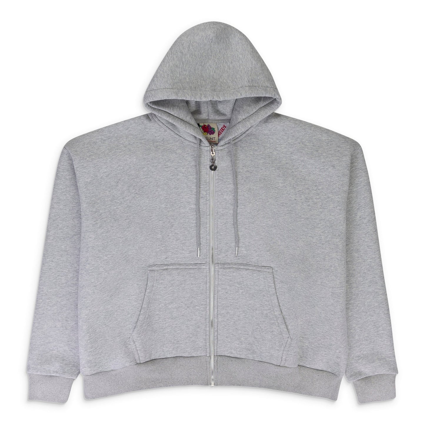 MULTI TAG ZIP GREY HOODIE