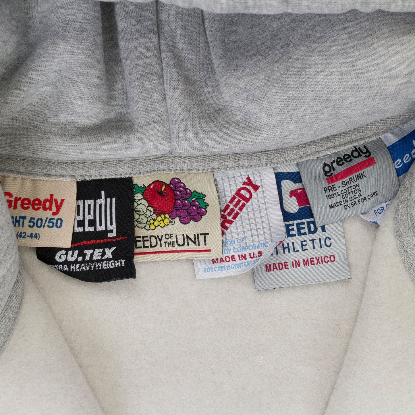 MULTI TAG ZIP GREY HOODIE