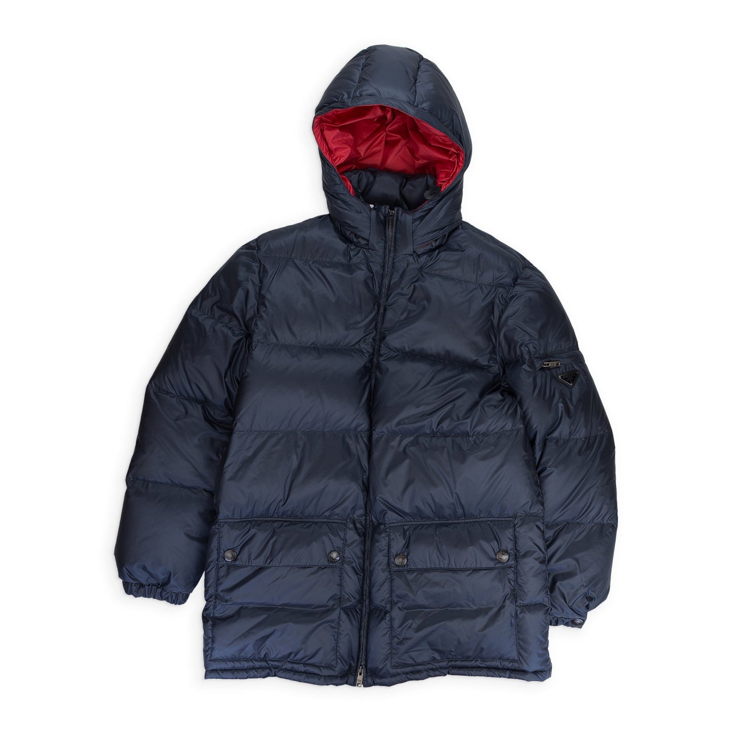 TRIANGLE LOGO PUFFER COAT NAVY/RED PUFFER Jacket