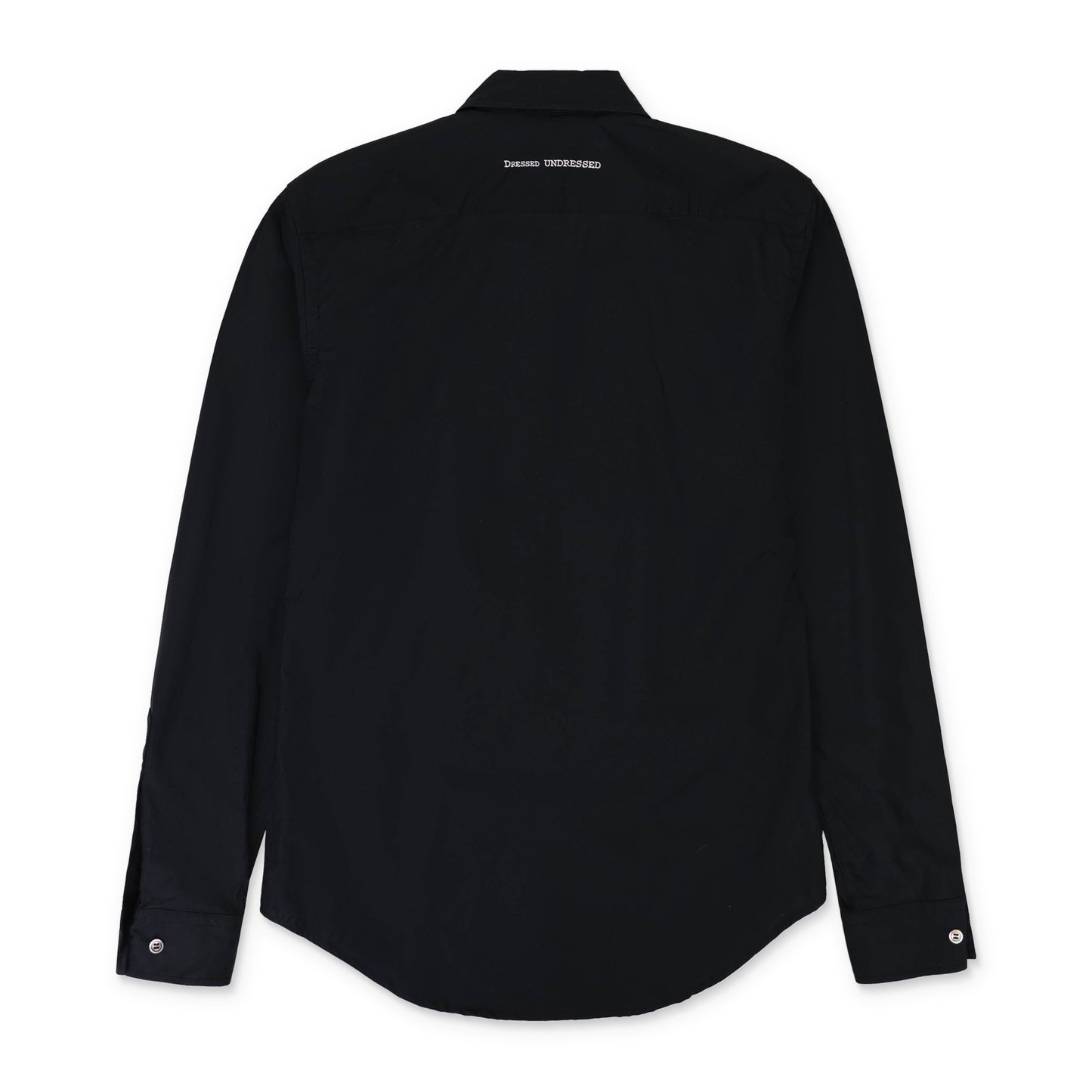 BLACK PLEATS BUTTON-DOWN SHIRT