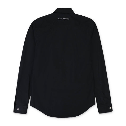 BLACK PLEATS BUTTON-DOWN SHIRT