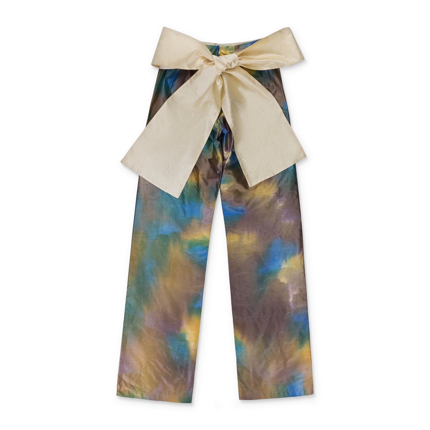MULTICOLOR CAMO HAND PAINTED BOW TROUSERS