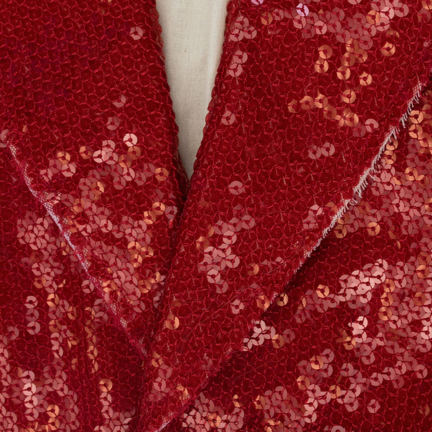 RED SEQUIN SLEEVELESS BLAZER