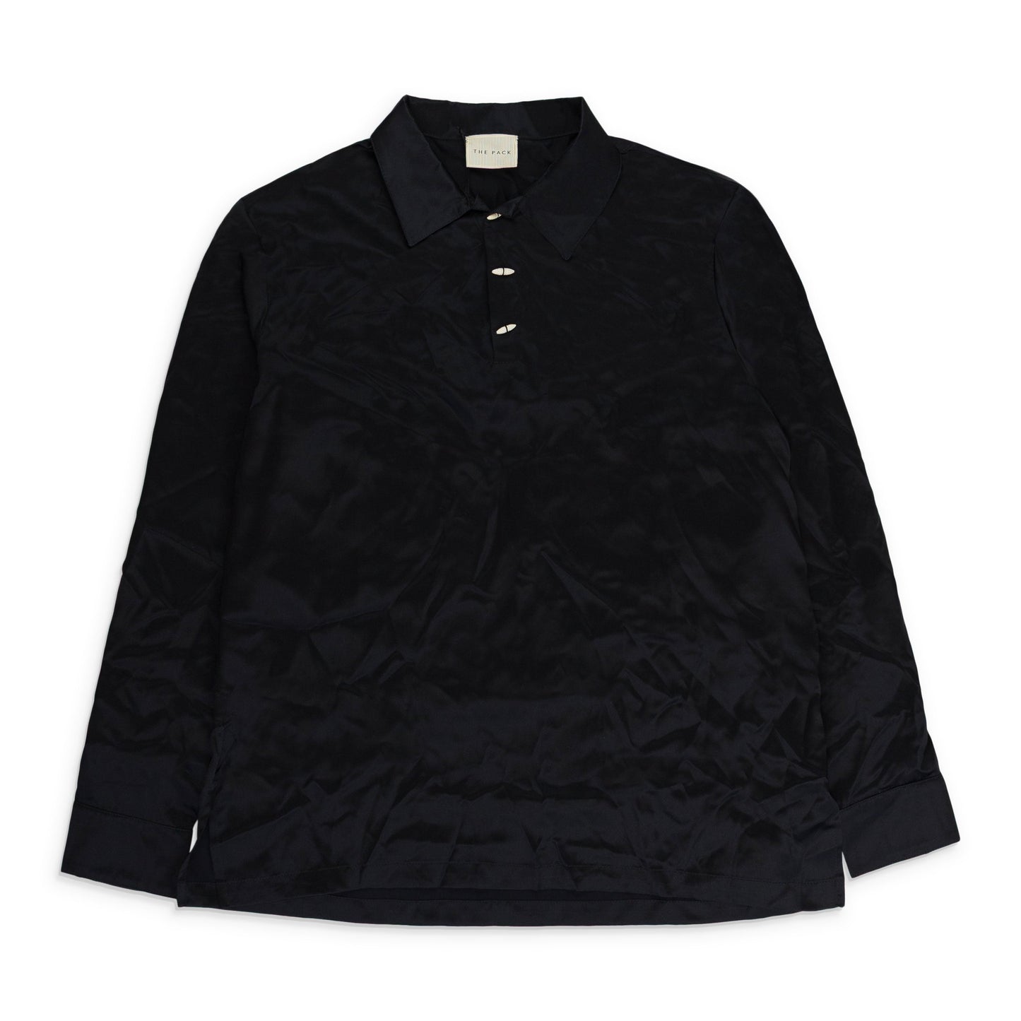 BLACK CHALE LONG SLEEVED SILK POLO