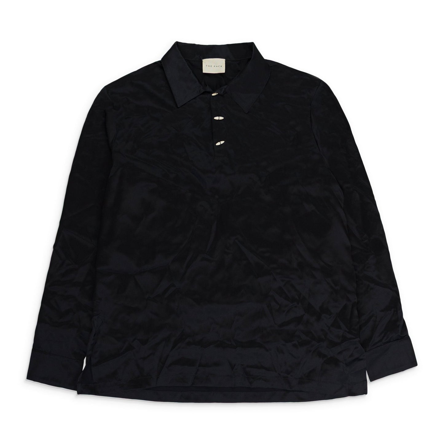 BLACK CHALE LONG SLEEVED SILK POLO
