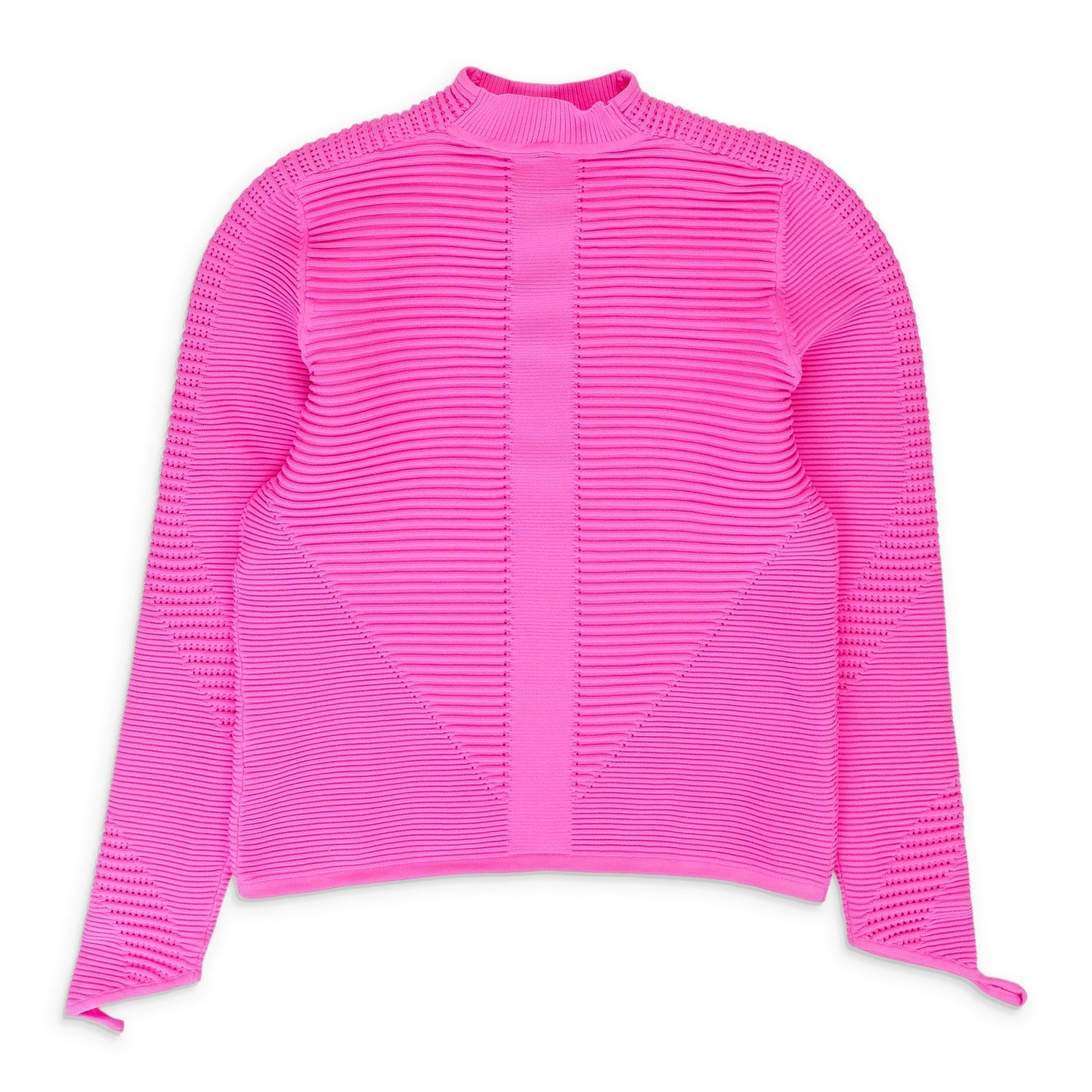 PINK BUBBLEGUM RIB KNIT MOCK SWEATER