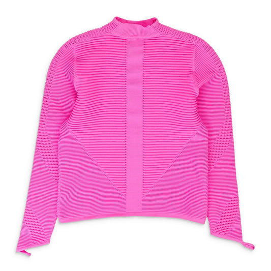 PINK BUBBLEGUM RIB KNIT MOCK SWEATER