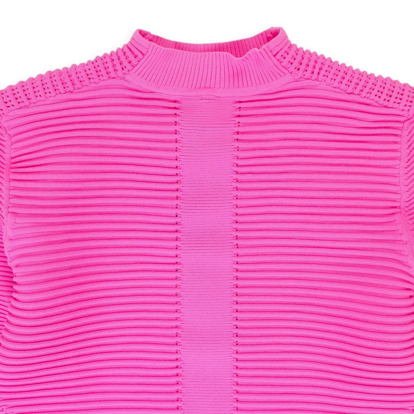 PINK BUBBLEGUM RIB KNIT MOCK SWEATER
