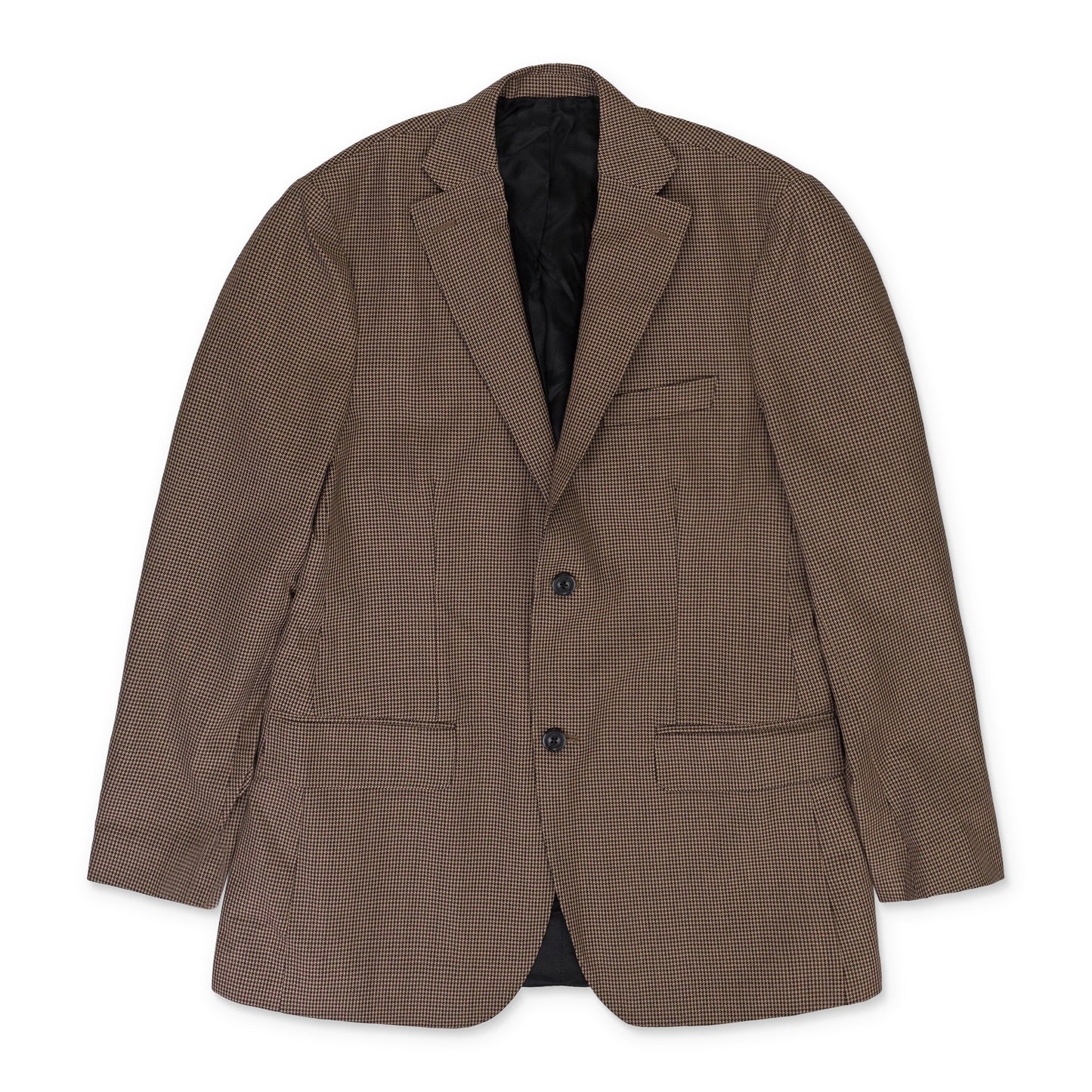 BROWN HOUNDSTOOTH NOTCH LAPEL BLAZER