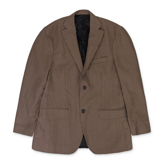 BROWN HOUNDSTOOTH NOTCH LAPEL BLAZER