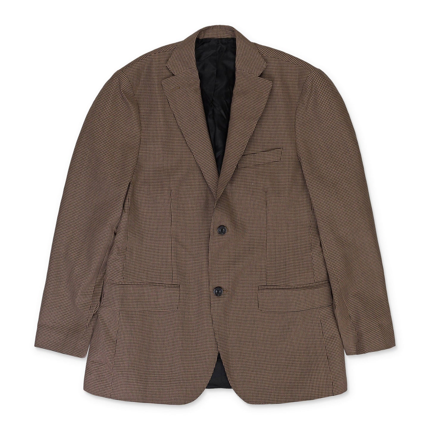 BROWN HOUNDSTOOTH NOTCH LAPEL BLAZER