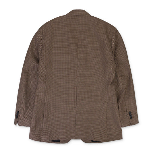 BROWN HOUNDSTOOTH NOTCH LAPEL BLAZER