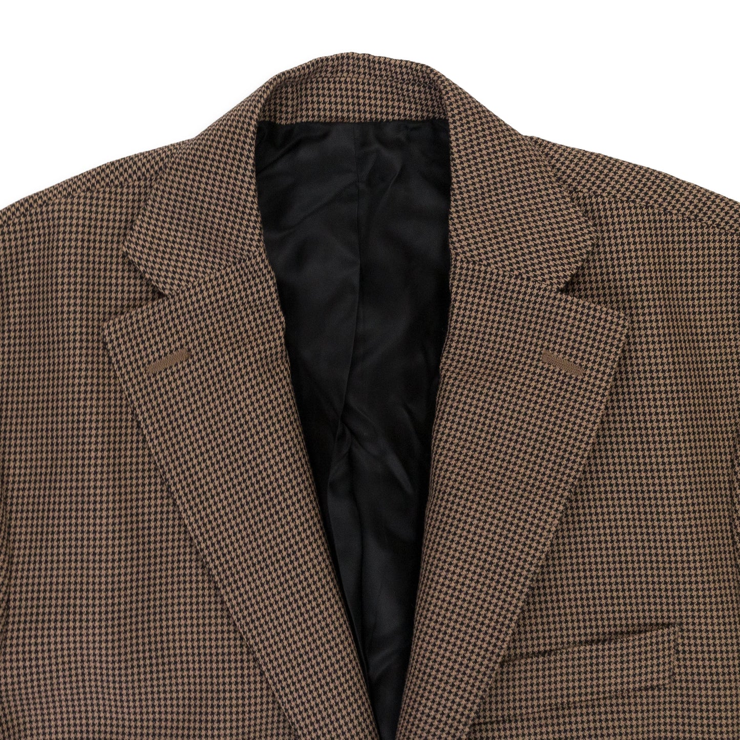 BROWN HOUNDSTOOTH NOTCH LAPEL BLAZER