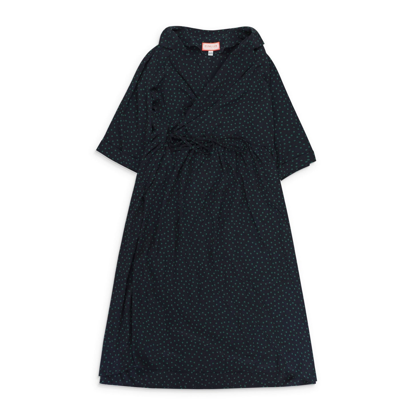 NAVY/GREEN POLKA DOT WRAP DRESS