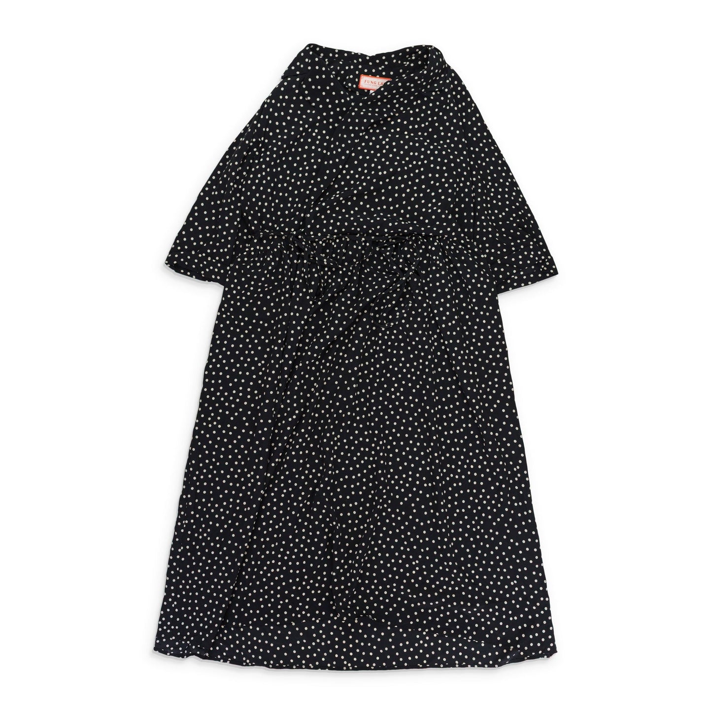 BLACK POLKA DOT WRAP DRESS