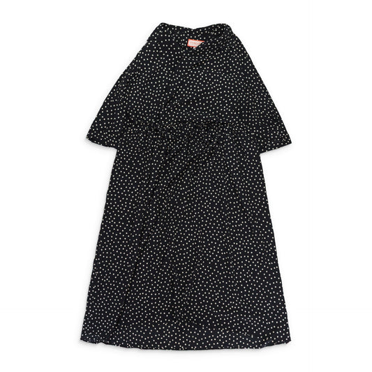 BLACK POLKA DOT WRAP DRESS