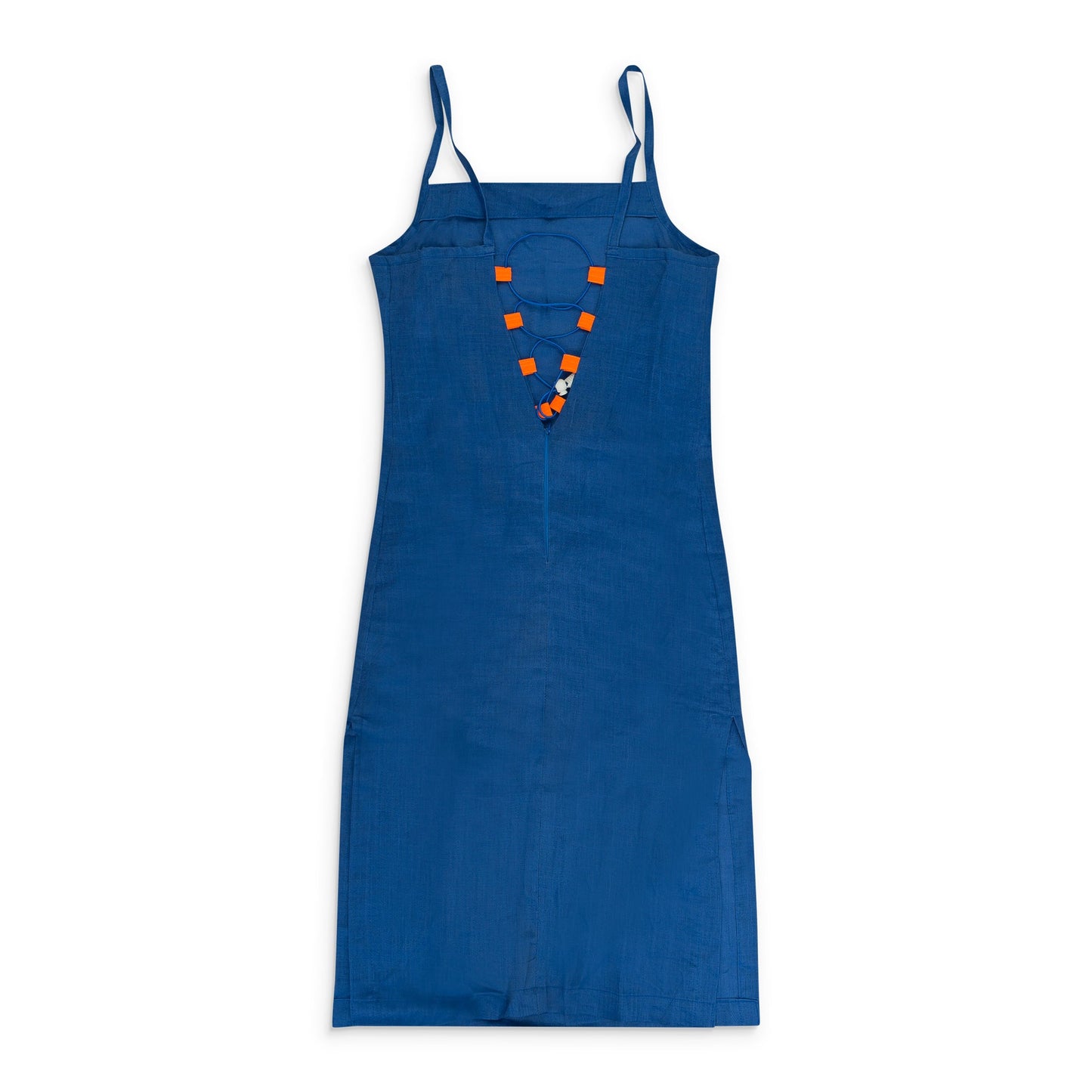 BLUE BACK TIE DRESS