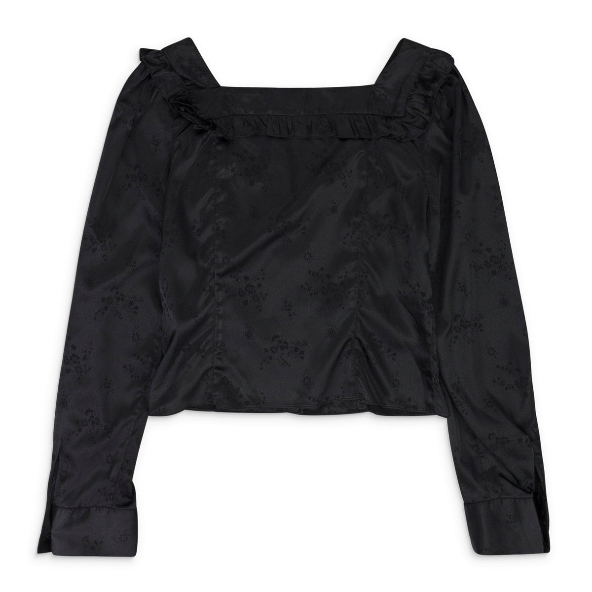BLACK JACQUARD BUTTON BLOUSE