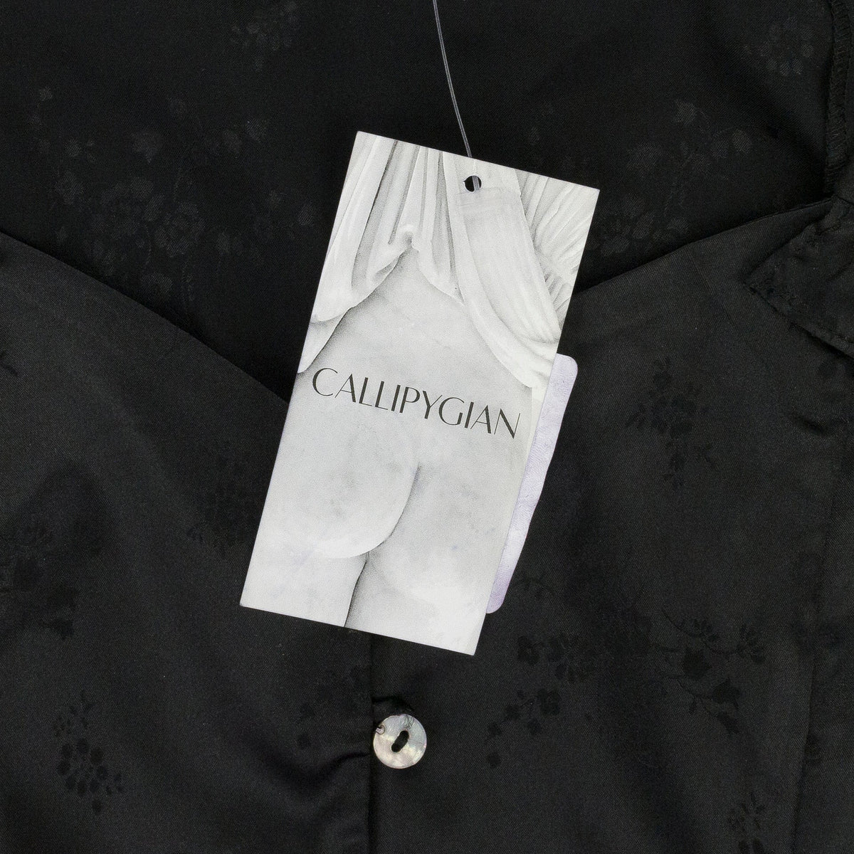 BLACK JACQUARD BUTTON BLOUSE