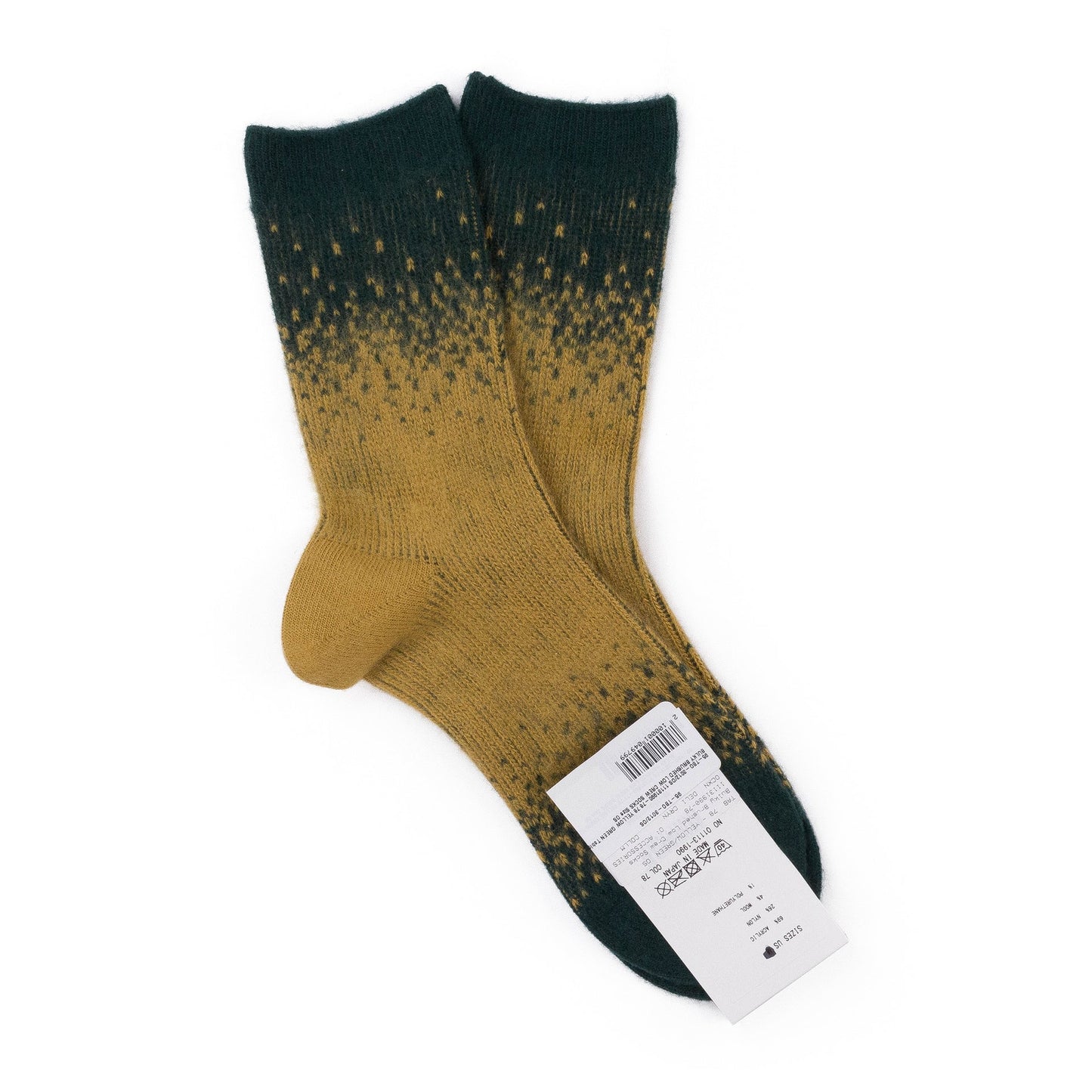 YELLOW/GREEN BRUSHED CREW SOCKS