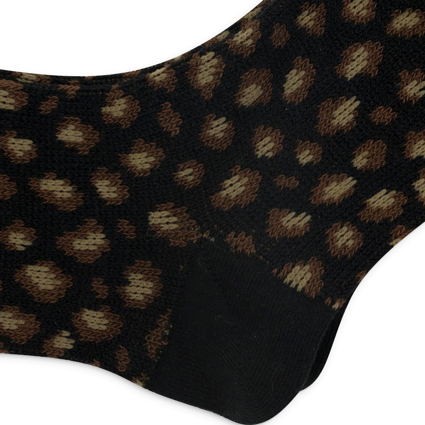 BLACK/BROWN LEOPARD PATTERN CREW SOCKS