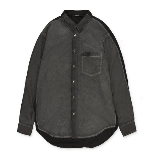 GREY SLICED BUTTON-DOWN SHIRT