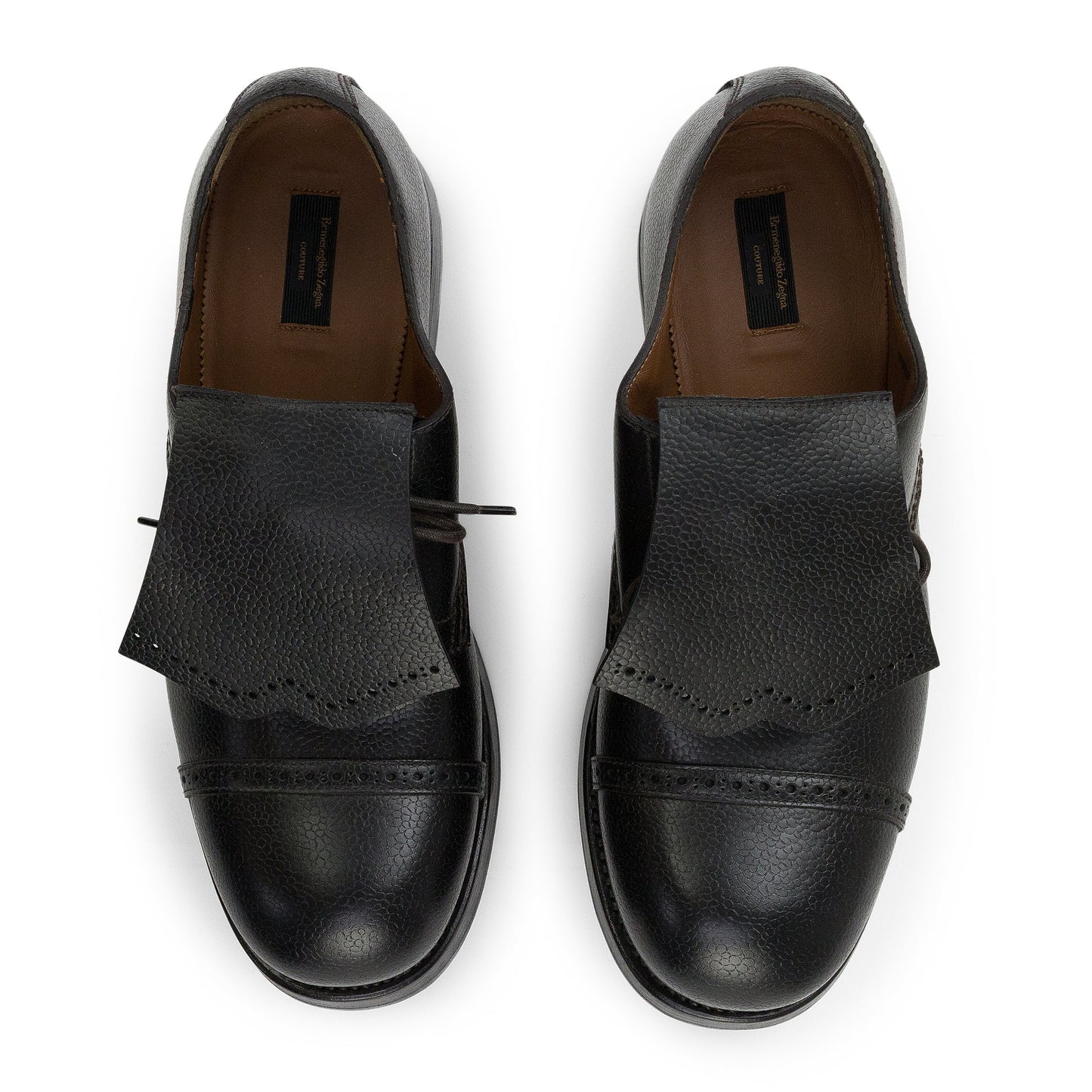 BLACK FLAP OVER LACEUP OXFORDS